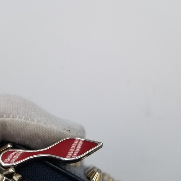 Christian Louboutin Wallet Navy Leather Stars/Studs Zip Around, 8" x 4" has COA - Picture 10 of 10